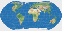 Entfernungsbezogene Weltkarte (Approximation)