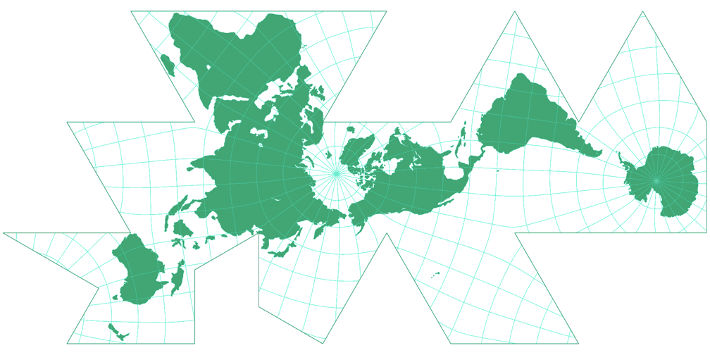 Dymaxion-ähnliche konforme Projektion Umrisskarte
