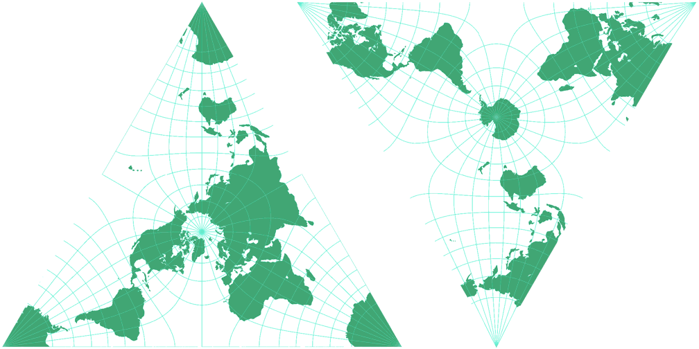 Lee winkeltreue tetraedrische Projektion Umrisskarte