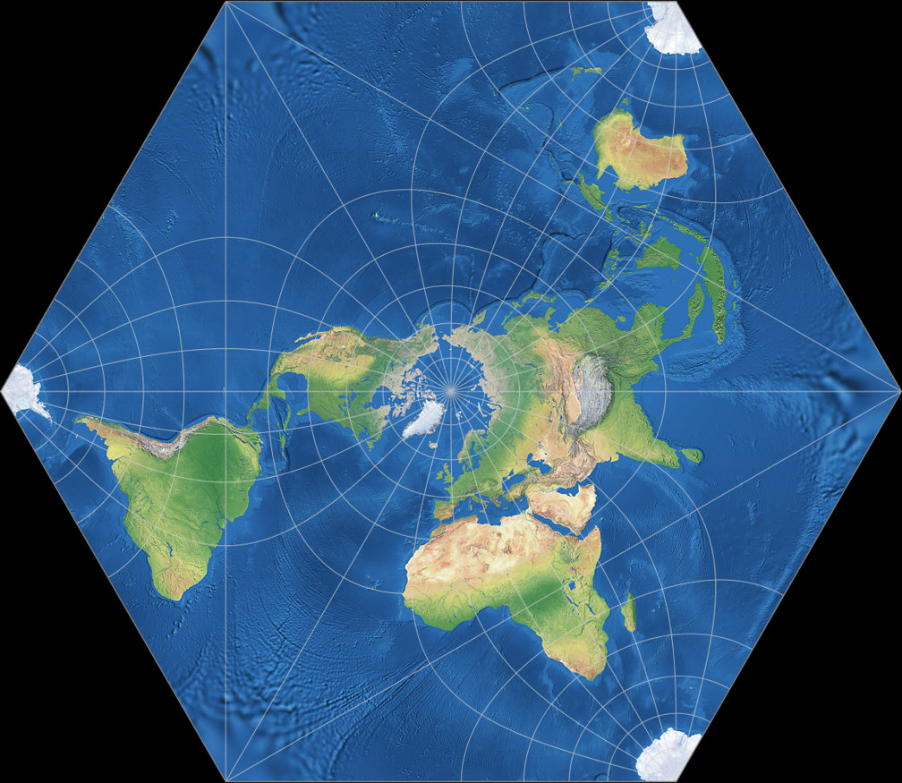 Adams konforme Erde in einem Hexagon