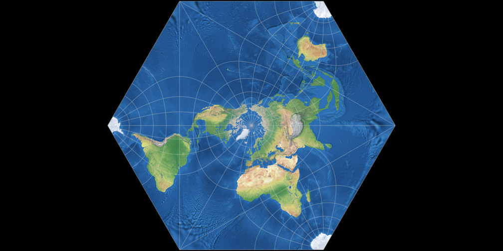 Adams konforme Erde in einem Hexagon