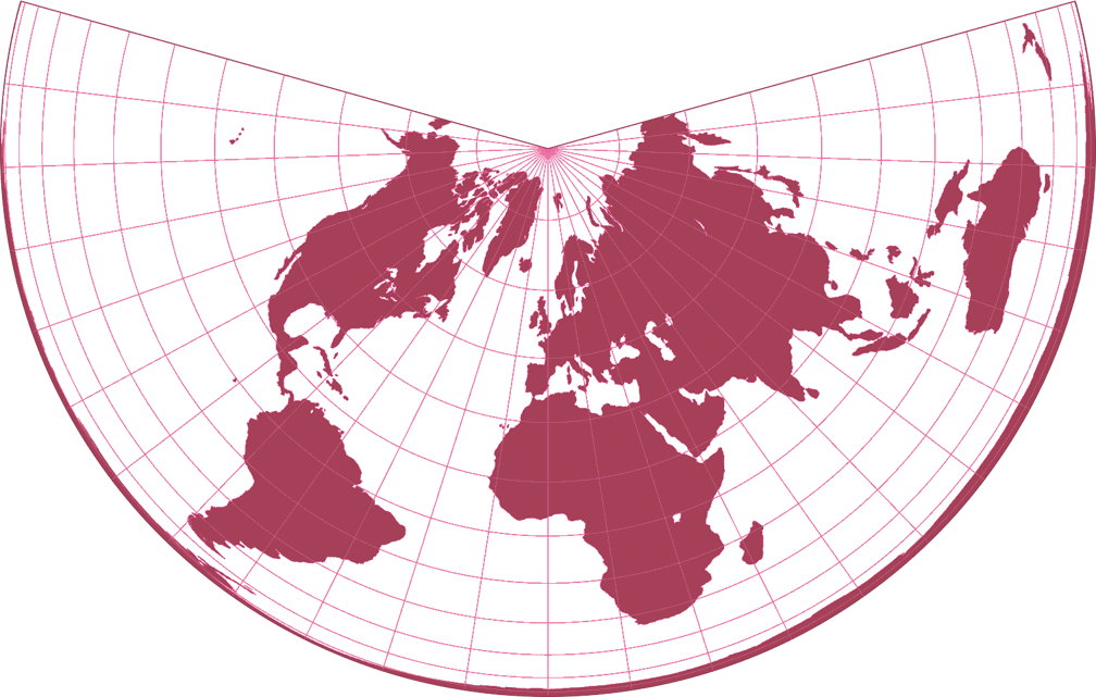 Lamberts flächentreue Kegelprojektion Umrisskarte