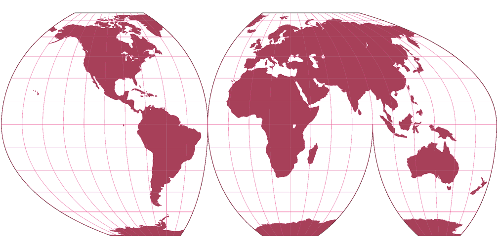 McBryde-Thomas Flat-Polar Quartic (unterbrochen) Umrisskarte