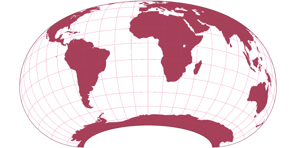 Raisz Armadillo (Südliche Hemisphäre) Umrisskarte