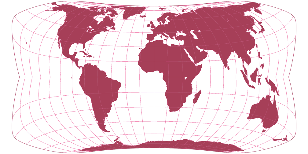 Strebe-Snyder Pointed-Pole 35°S Umrisskarte