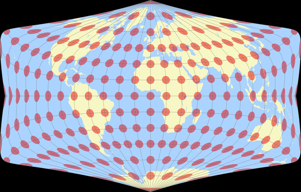 Strebe-Sinusoidal 26°S Tissotsche Indikatrix