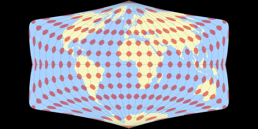 Strebe-Sinusoidal 26°S Tissotsche Indikatrix