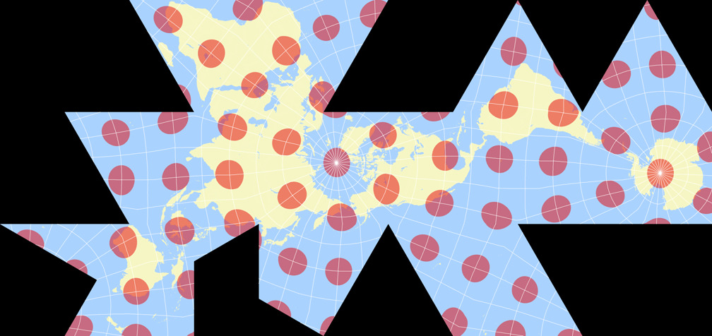 Dymaxion-Karte Tissotsche Indikatrix