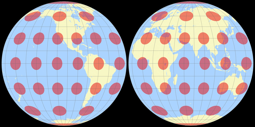 Mollweide Hemisphären Tissotsche Indikatrix